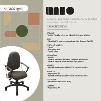 MÍO ES TUYO | Silla Operativa | Modelo Grace | Silla acojinada con Altura Ajustable y Coderas | para casa u Oficina Color Gris