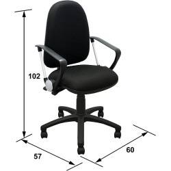 MÍO ES TUYO | Silla Operativa | Modelo Grace | Silla acojinada con Altura Ajustable y Coderas | para casa u Oficina Color Negro