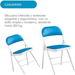 Ilios Innova Silla Plegable acojinada para Oficina, Exteriores, Home Office ergonomica (Azul Cielo)