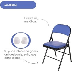 Ilios Innova Silla Plegable acojinada para Oficina, Exteriores, Home Office ergonomica (Azul con Negro)