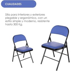 Ilios Innova Silla Plegable acojinada para Oficina, Exteriores, Home Office ergonomica (Azul con Negro)