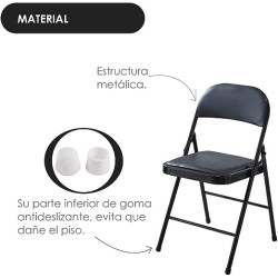 Ilios Innova Silla Plegable acojinada para Oficina, Exteriores, Home Office ergonomica (Negro)