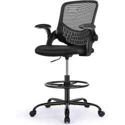 SMUG - Silla de Dibujo Alta para computadora de pie, Altura Ajustable, con reposabrazos Ajustables y Anillo de pie para tareas