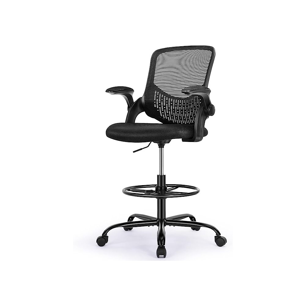 SMUG - Silla de Dibujo Alta para computadora de pie, Altura Ajustable, con reposabrazos Ajustables y Anillo de pie para tareas