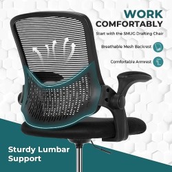SMUG - Silla de Dibujo Alta para computadora de pie, Altura Ajustable, con reposabrazos Ajustables y Anillo de pie para tareas
