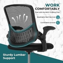 SMUG - Silla de Dibujo Alta para computadora de pie, Altura Ajustable, con reposabrazos Ajustables y Anillo de pie para tareas