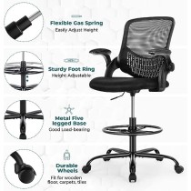 SMUG - Silla de Dibujo Alta para computadora de pie, Altura Ajustable, con reposabrazos Ajustables y Anillo de pie para tareas
