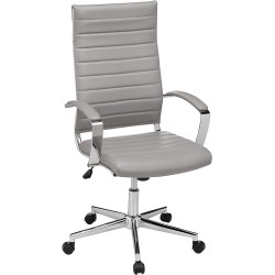 Amazon Basics - Silla de escritorio giratoria ejecutiva de respaldo alto con tapicería acanalada Puresoft gris