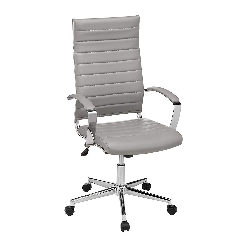 Amazon Basics - Silla de escritorio giratoria ejecutiva de respaldo alto con tapicería acanalada Puresoft gris