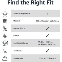 Amazon Basics - Silla de escritorio giratoria ejecutiva de respaldo alto con tapicería acanalada Puresoft gris