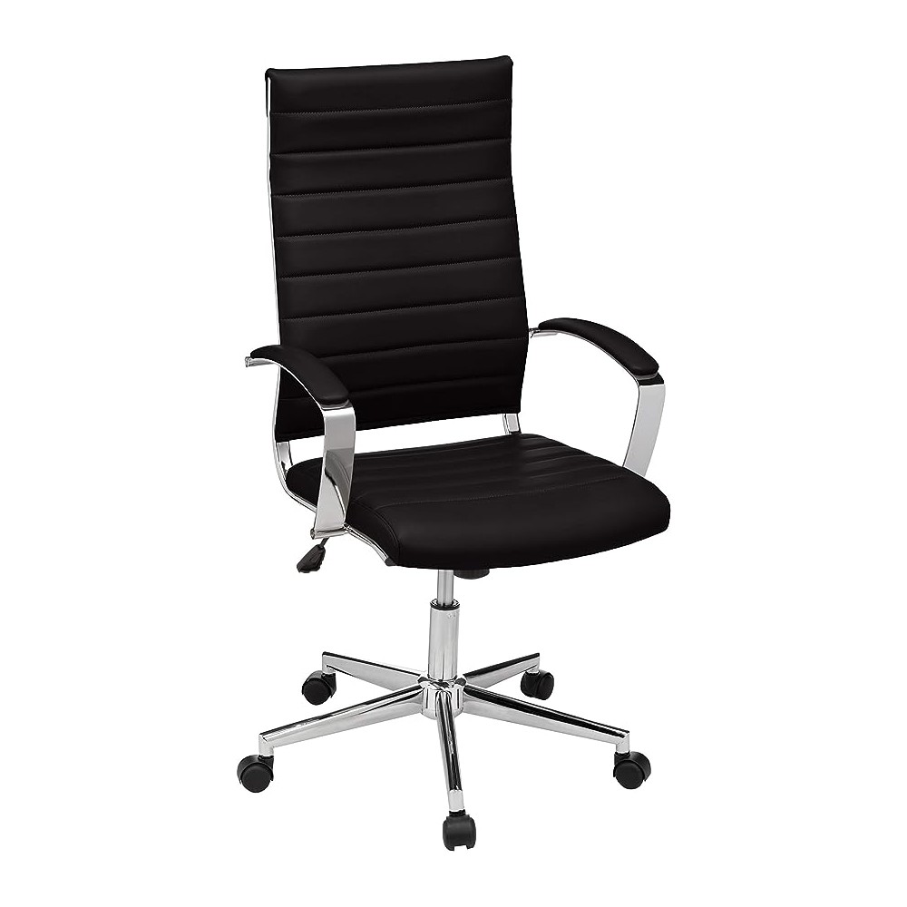 Amazon Basics - Silla de escritorio giratoria ejecutiva de respaldo alto con tapicería Puresoft acanalada, color negro