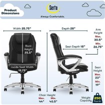 Serta 43673 Silla ejecutiva de cuero sintético, Negro
