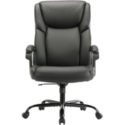 ZUNMOS Escritorio Ejecutivo para Oficina en casa, Respaldo Alto, Altura Ajustable y Giratorio, Silla de Apoyo Lumbar Cuero Negro