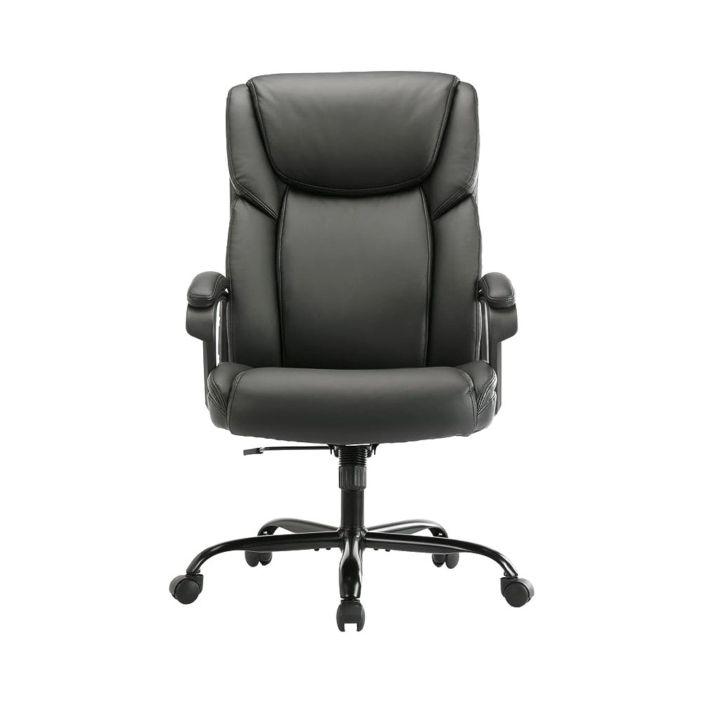 ZUNMOS Escritorio Ejecutivo para Oficina en casa, Respaldo Alto, Altura Ajustable y Giratorio, Silla de Apoyo Lumbar Cuero Negro