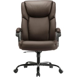 ZUNMOS Escritorio Ejecutivo para Oficina en casa, Respaldo Alto, Altura Ajustable y Giratorio Silla de Apoyo Lumbar Cuero marrón