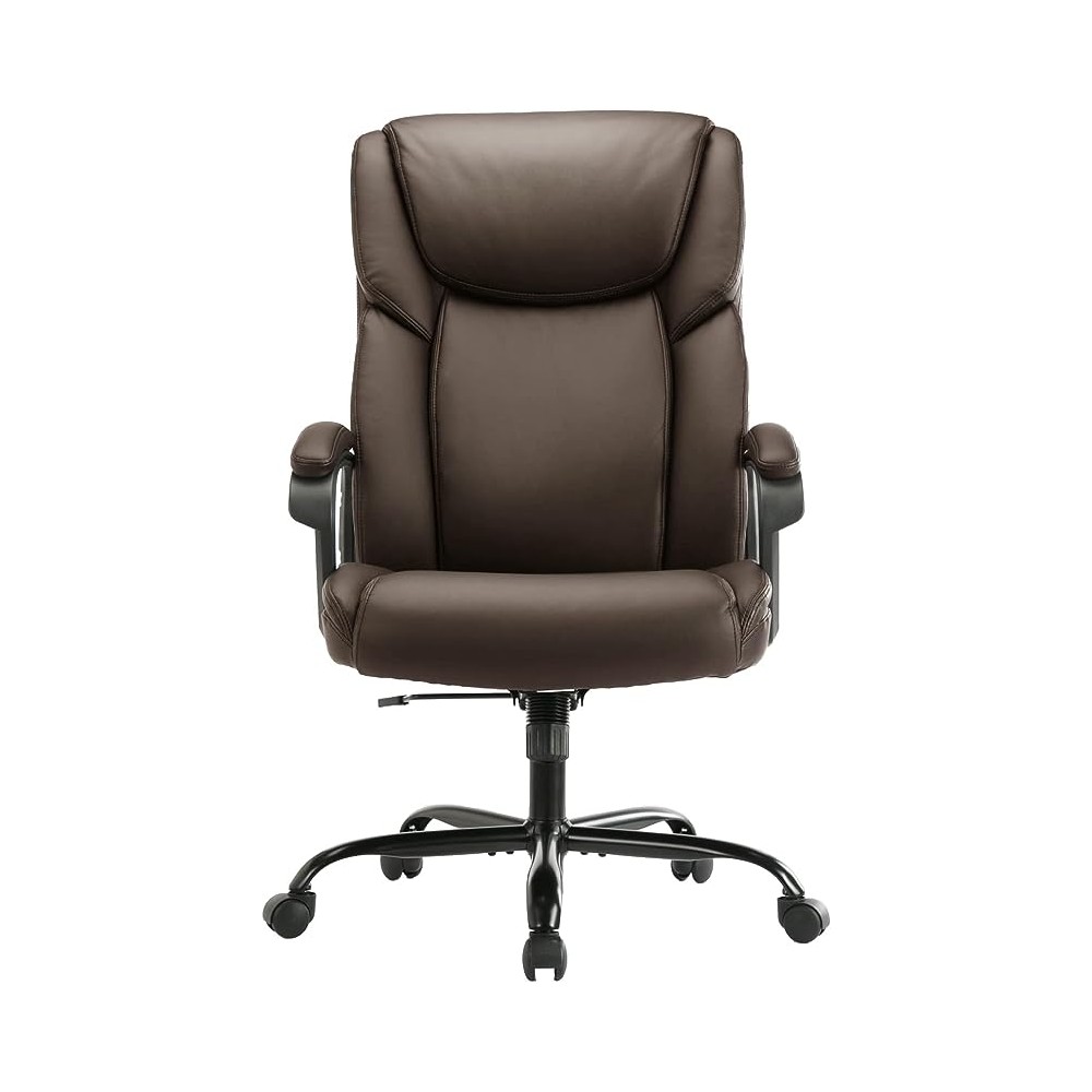 ZUNMOS Escritorio Ejecutivo para Oficina en casa, Respaldo Alto, Altura Ajustable y Giratorio Silla de Apoyo Lumbar Cuero marrón