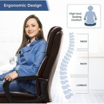 ZUNMOS Escritorio Ejecutivo para Oficina en casa, Respaldo Alto, Altura Ajustable y Giratorio Silla de Apoyo Lumbar Cuero marrón