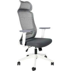 OFIK Silla Ejecutiva de Escritorio para Oficina de Respaldo Mesh y Asiento de Tela Modelo H7 (Gris)