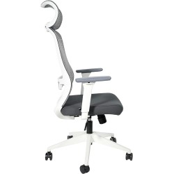 OFIK Silla Ejecutiva de Escritorio para Oficina de Respaldo Mesh y Asiento de Tela Modelo H7 (Gris)