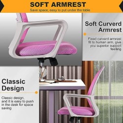 NATURE MATURE Silla de computadora de Oficina, Silla de Trabajo de Malla para Oficina en casa Color Rosa