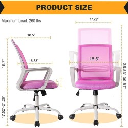 NATURE MATURE Silla de computadora de Oficina, Silla de Trabajo de Malla para Oficina en casa Color Rosa