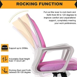 NATURE MATURE Silla de computadora de Oficina, Silla de Trabajo de Malla para Oficina en casa Color Rosa