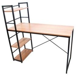 Escritorio Minimalista Moderno De Madera Metal Repisas