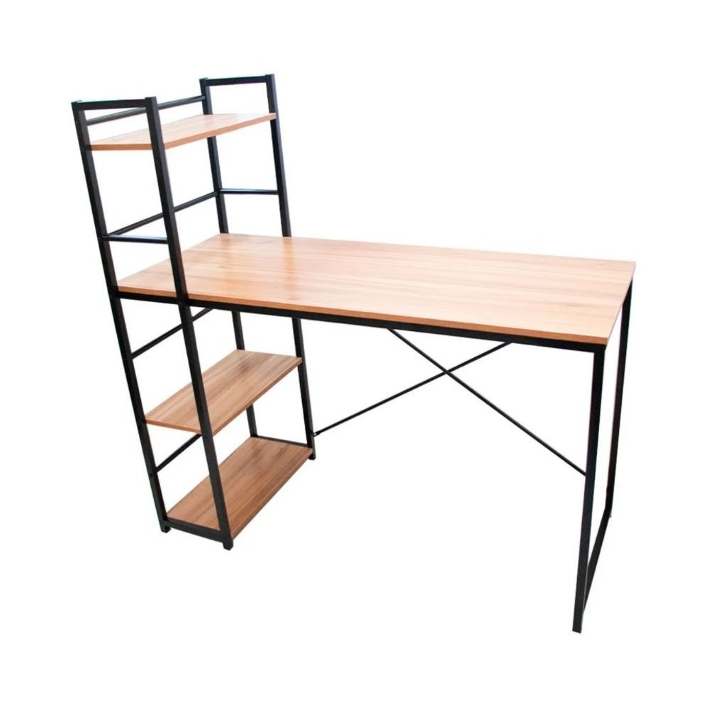 Escritorio Minimalista Moderno De Madera Metal Repisas