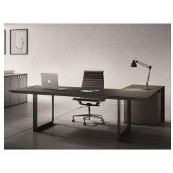 Escritorio de oficina ejecutivo en aluminio y vidrio de esquina